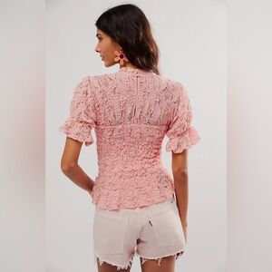 BNWT Free People Amour Pink Top Boho Summer Vacation Resort Beach Casual Sz XS